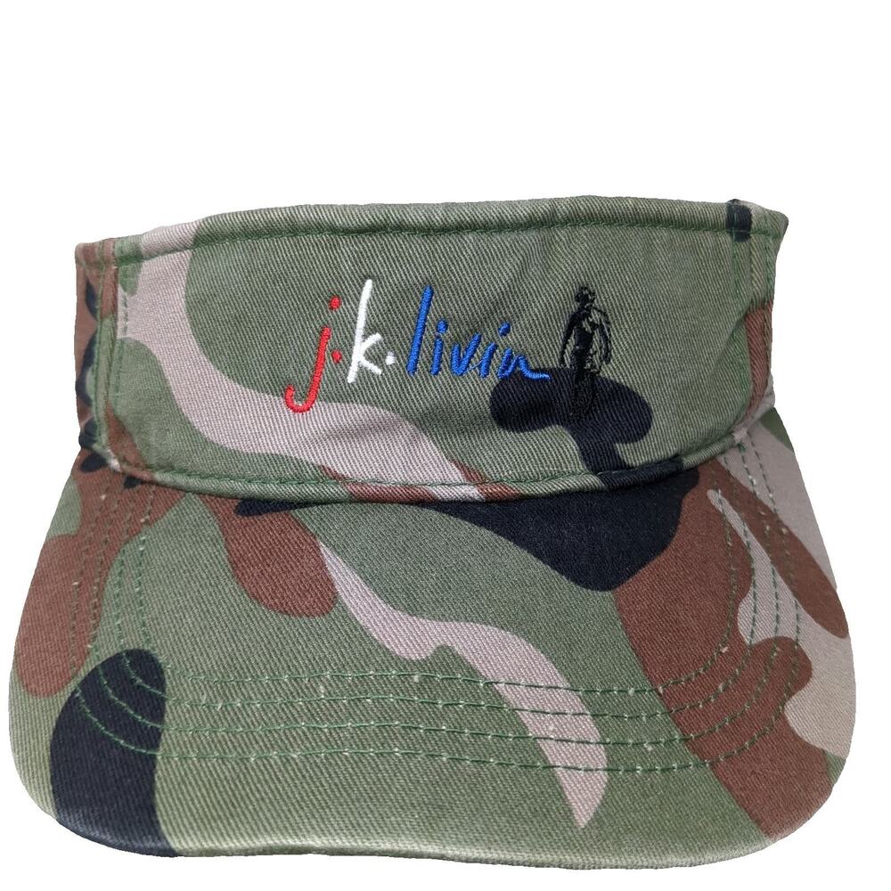 Alternative Apparel Visor Green Camo One Size jk livin Embroidered Strapback Hat